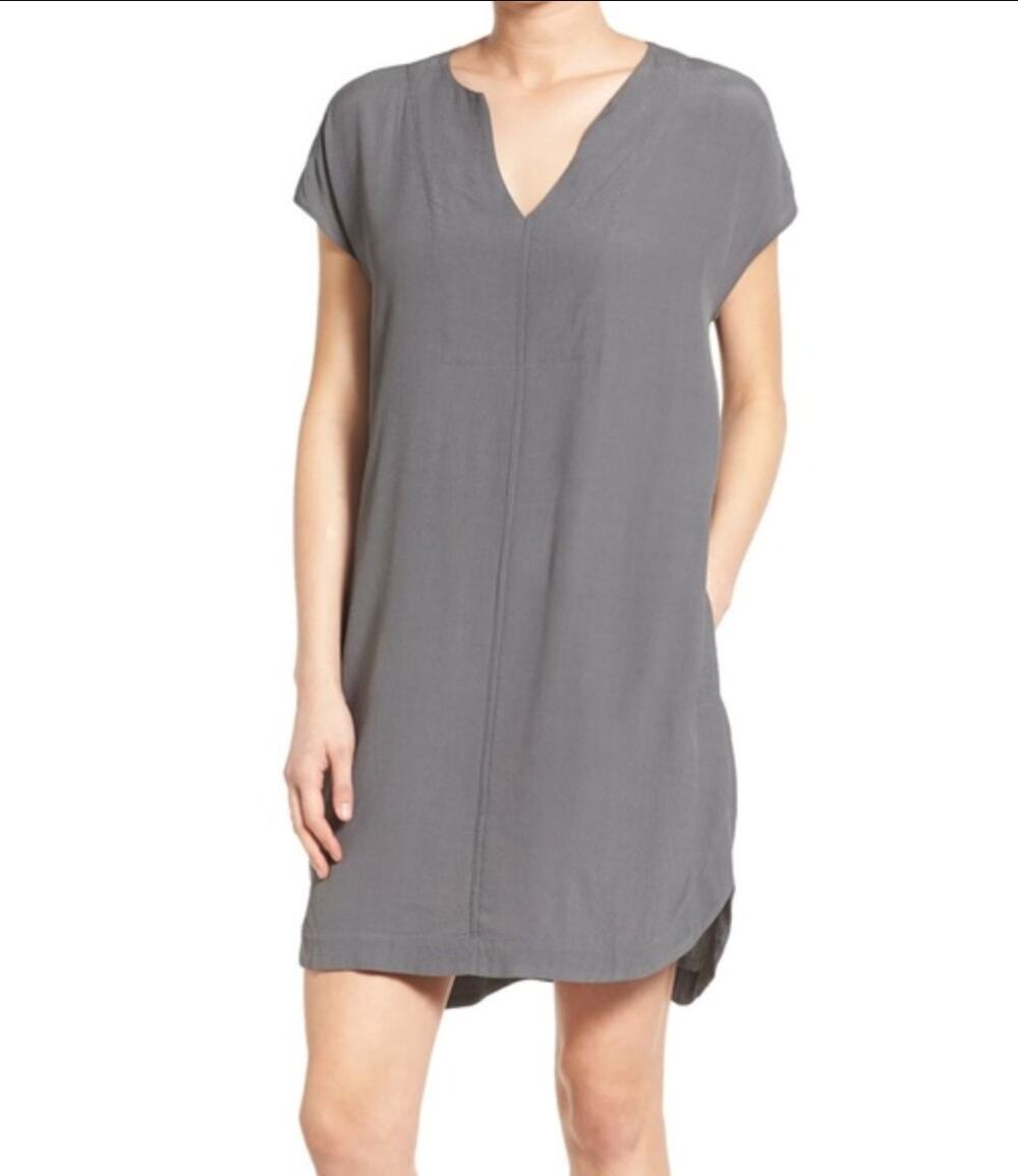 Madewell V-Neck Du Jour Tunic Dress Size M Lagenlook Flowy Casual Lightweight